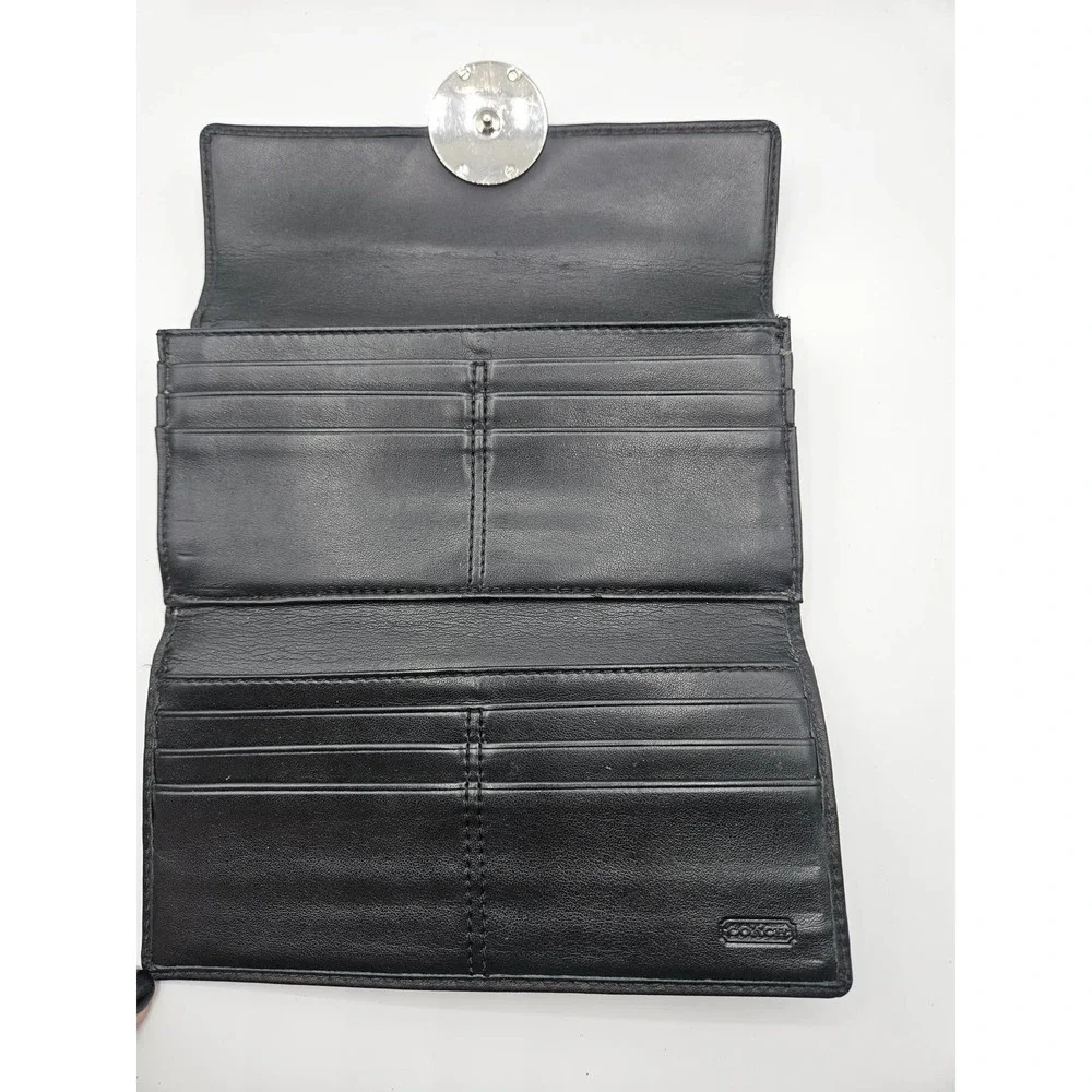 Coach Alexandra Slim Envelope‎ Wallet Black Women's Silver Clasp